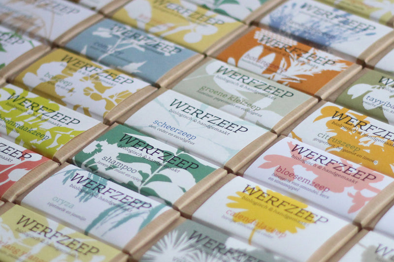 Werfzeep labels honderd procent natuurlijk natuurlijke ingredienten